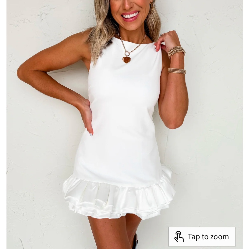 White Ruffle Hem Romper